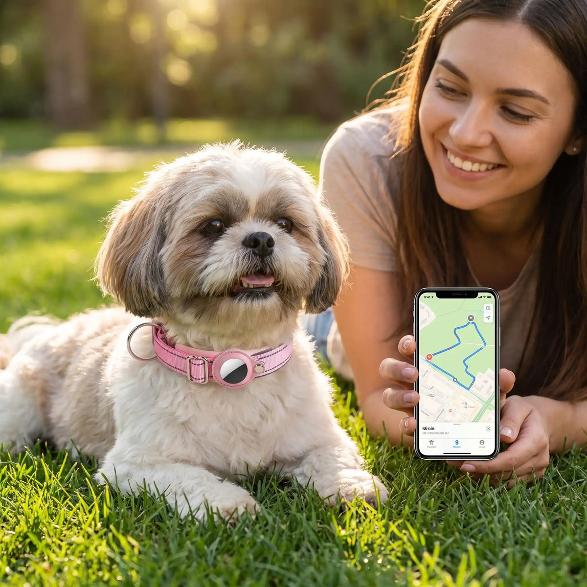 Collier Chien GPS Connecte rose Shih Tzu