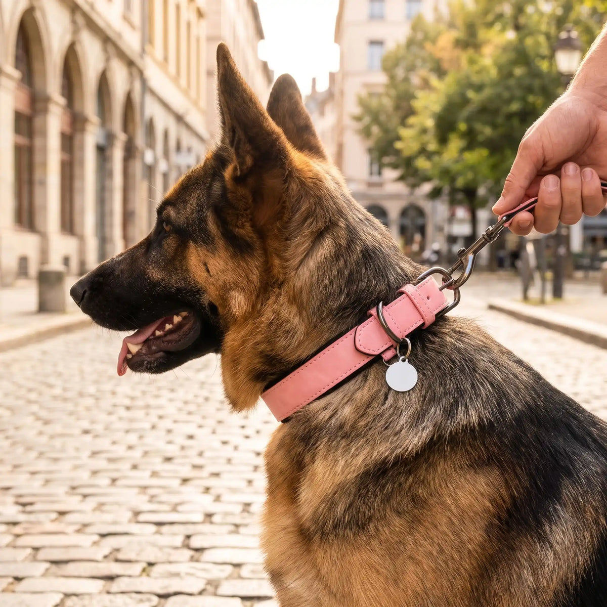 Collier chien cuir Rembourré Résistant Rose Berger Allemand