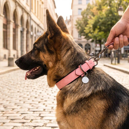 Collier chien cuir Rembourré Résistant Rose Berger Allemand