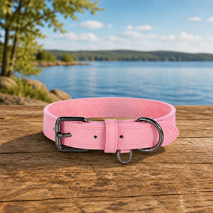 Collier en cuir pour chien Hypoallergénique rose