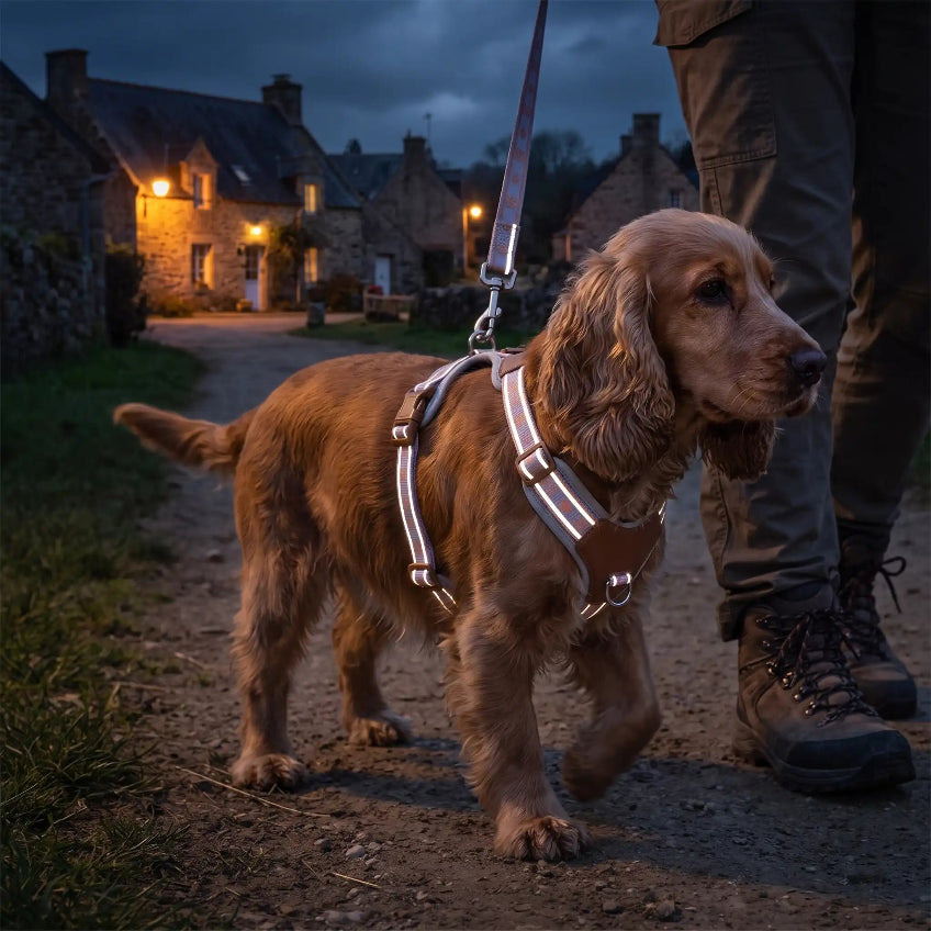 harnais pour chien réfléchissant respirant Cocker spaniel anglais ballade