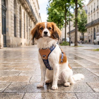 harnais pour chien réfléchissant respirant bleu épagneul nain continental