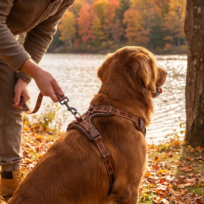 harnais pour chien réfléchissant respirant gris golden lac automne