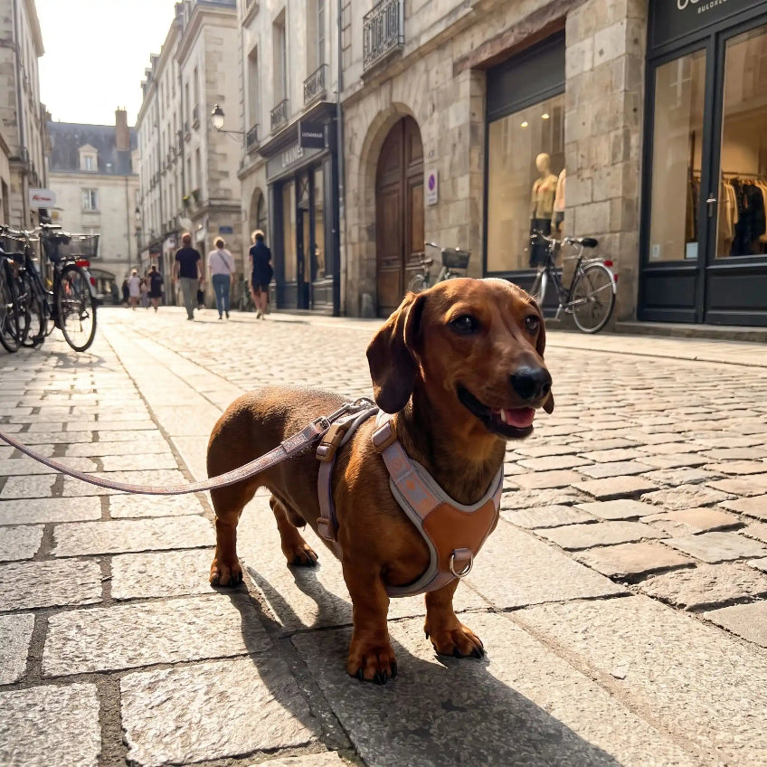harnais pour chien réfléchissant respirant gris teckel
